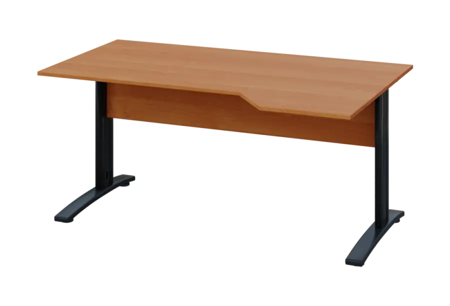 EZK 18 - 164 stůl kancelářský, rohový, pravý, kovová podnož černá, deska 18 mm, široký 1600 mm, olše jantar